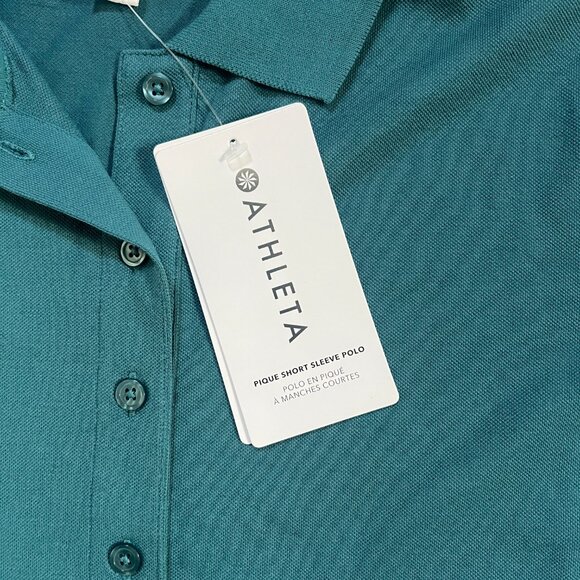 Athleta Pique Short Sleeve Polo New with tags Teal Size Small - Picture 4 of 5